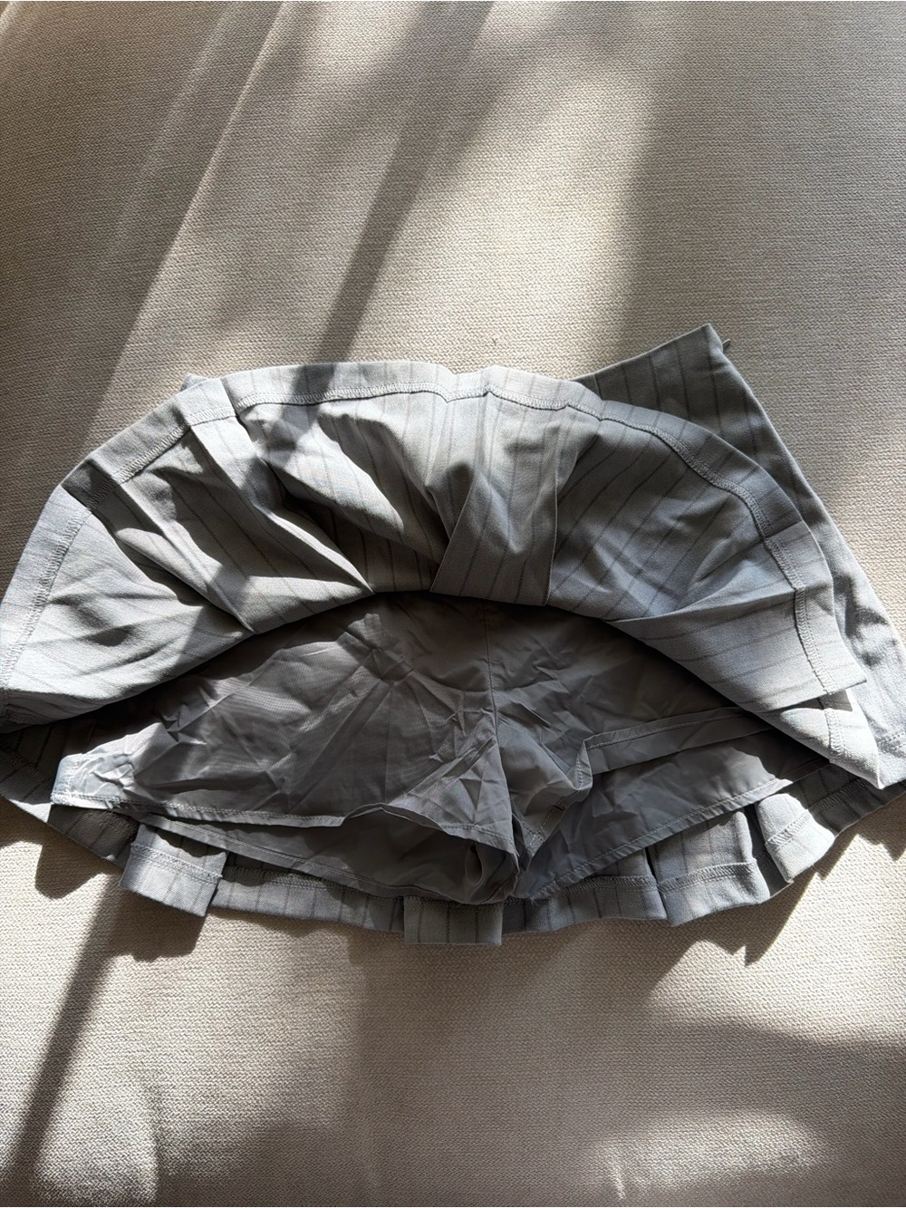 Sleeveless Collard Gray Pinstripe Skort Set - Picture 5 of 6